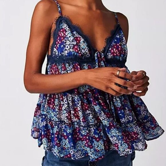 🌿Free People, Merries Garden, sheer tank. NWOT-Size Med - Picture 1 of 9